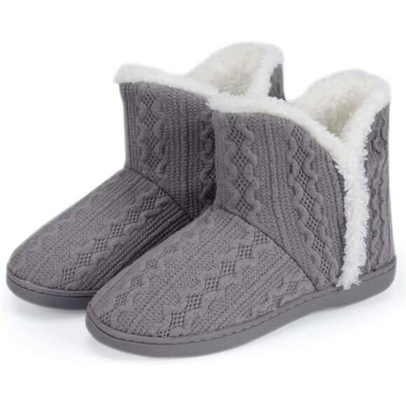 Women Warm Bootie Slippers Fluffy Plush Indoor Outdoor Winter Booty Slippers - Picture 1 of 7